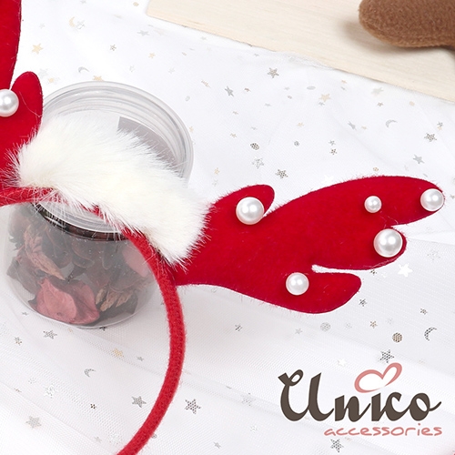 UNICO 歐美聖誕節慶造型髮箍/髮飾-雪白點點鹿角 product thumbnail 5