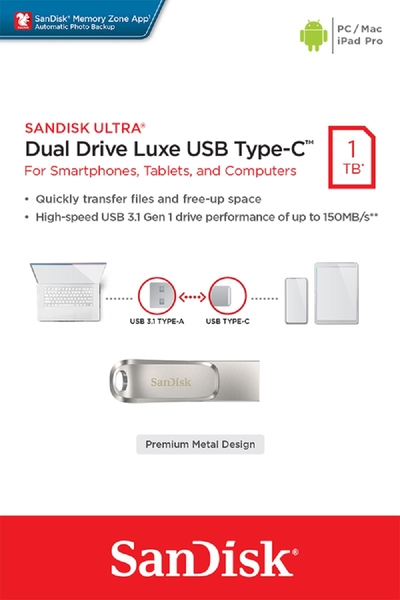 【免運】SanDisk 1TB 1T Ultra Luxe TYPE-C【SDDDC4-1T00】OTG USB 3.1 雙用隨身碟