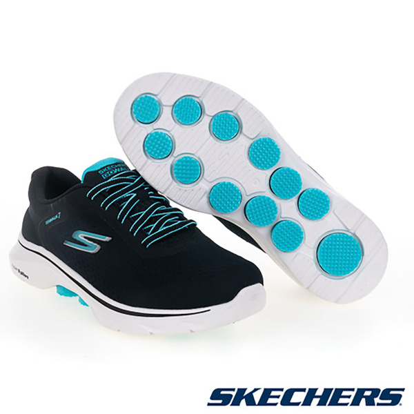 Skechers 女鞋 健走鞋 寬楦 避震 緩衝 GO WALK 7 黑藍【運動世界】125215WBKTQ product thumbnail 6