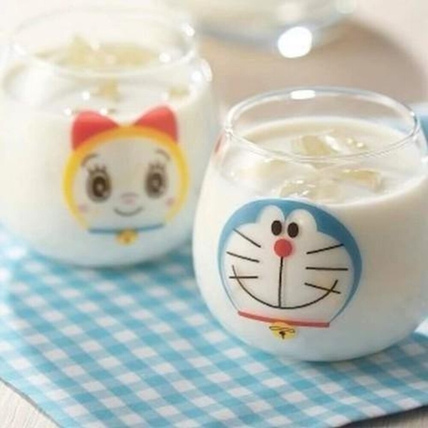 日本製 哆啦A夢 不倒翁玻璃杯 哆啦美 Doraemon 玻璃杯 飲料杯 牛奶杯 質感玻璃杯 簡約 日本製