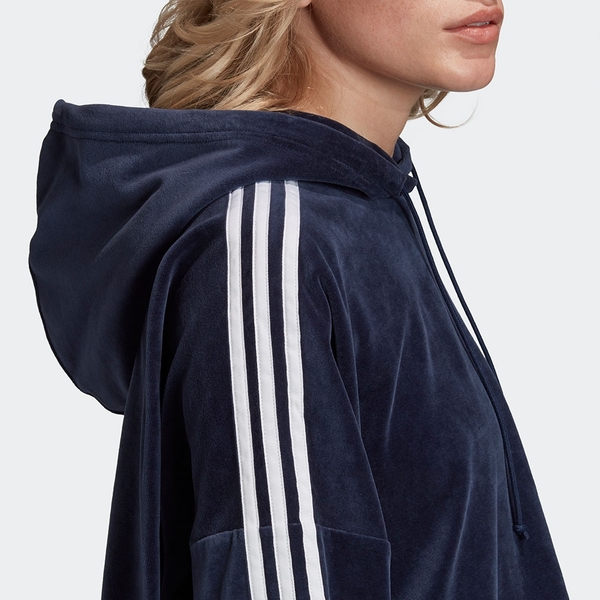 Adidas Originals CROPPED HOODIE 女裝 長袖 連帽 帽T 短版 絲絨 深藍【運動世界】GD2289 product thumbnail 9