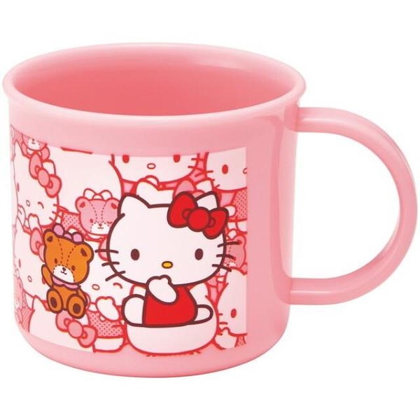 小禮堂 SKATER Hello Kitty 兒童單耳塑膠杯 200ml Ag+ (粉滿版坐姿款)