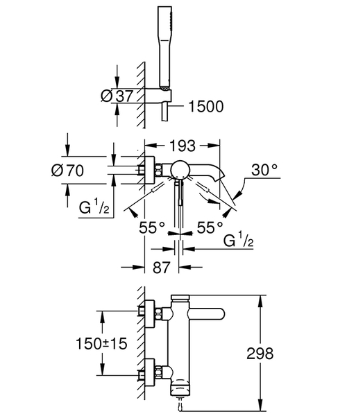 【麗室衛浴】德國GROHE ESSENCE系列 33624DA1(玫瑰金) / 33624AL1(石墨黑) 單槍浴缸龍頭 product thumbnail 3