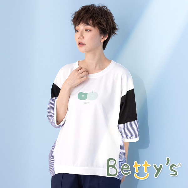 betty’s貝蒂思　寬版拼接印花T-shirt (白色)