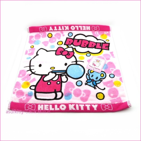 asdfkitty*KITTY吹泡泡小毛巾/擦手巾/手帕-34*35公分-日本正版商品