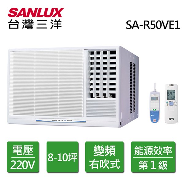 台灣三洋 SANLUX 一級能效 8-10坪 窗型左吹式 / 右吹式變頻冷氣 SA-L50VE1 /SA-R50VE1 限北北基安裝配送 product thumbnail 2
