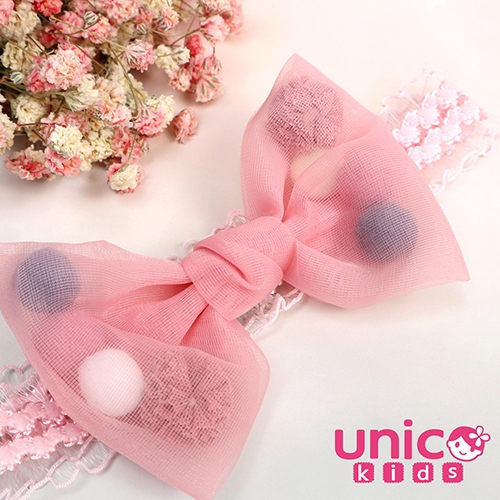UNICO 兒童 夢幻公主雪紡蕾絲髮帶/髮飾-粉紅色 product thumbnail 3