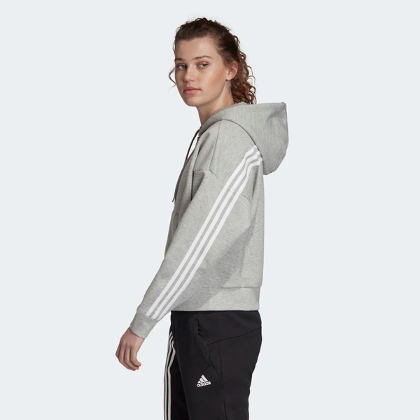 ADIDAS MUST HAVES 3-STRIPES 女裝 外套 連帽 慢跑 訓練 休閒 三條線 灰【運動世界】EB3823 product thumbnail 4