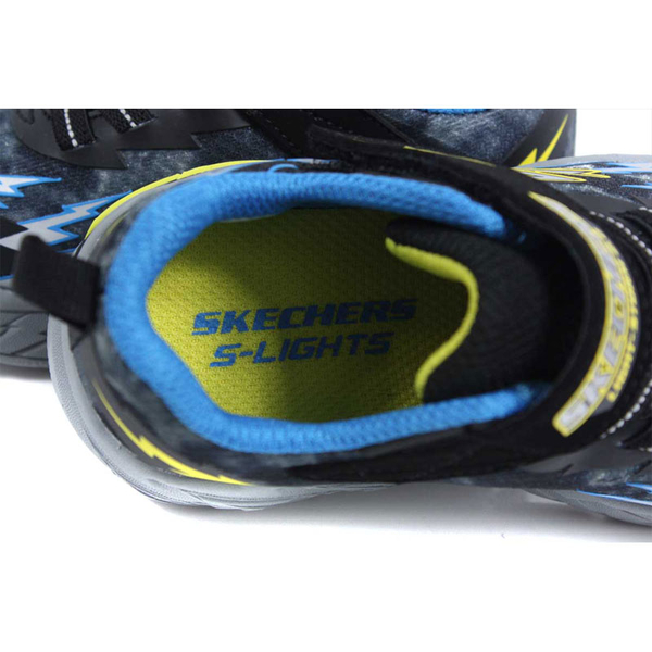 SKECHERS S Lights 運動鞋 電燈鞋 魔鬼氈 小童 童鞋 黑色/閃電 400150NBKBL no459 product thumbnail 6