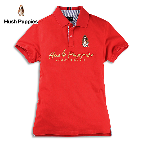 Hush Puppies POLO衫 男裝素色經典刺繡狗短袖POLO衫