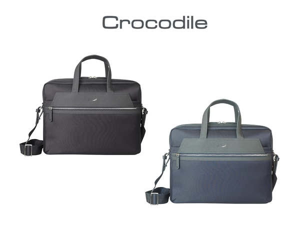 【寧寧】 Crocodile 原廠授權台中30年皮件專賣店防潑水布 可斜/側背公事包 黑/藍 現貨免運 865-1