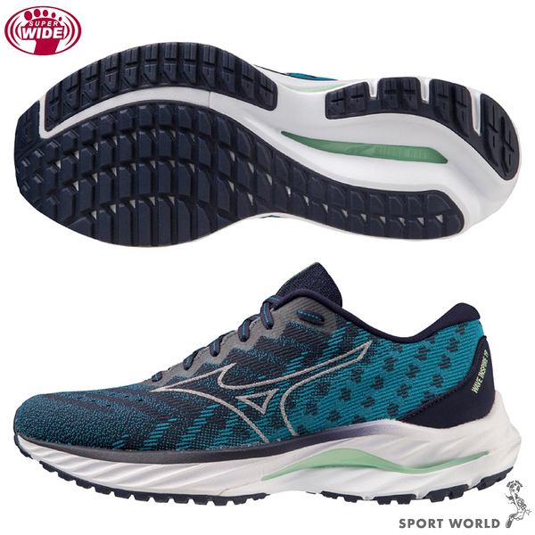 Mizuno 美津濃 男慢跑鞋 Wave Inspire 19 SSW 4E超寬楦 黑藍【運動世界】J1GC232254