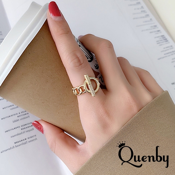 Quenby 時尚率性感可調節開口食指中指戒指