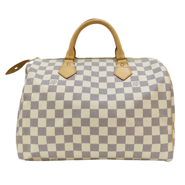 LOUIS VUITTON LV 路易威登 白色 棋盤格 PVC塗層帆布 Speedy 30 手提包 N41533 【二手名牌BRAND OFF】