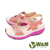 【南紡購物中心】W&M (女)雙帶厚底氣墊感涼鞋 女鞋-粉(另有紫)