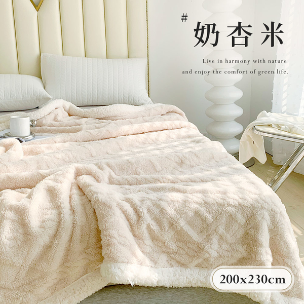 BELLE VIE 2入組 特大歐規 塔芙絨x羊羔絨 純色緹花毯 (200X230cm) 緹花毛毯 保暖毛毯 product thumbnail 4