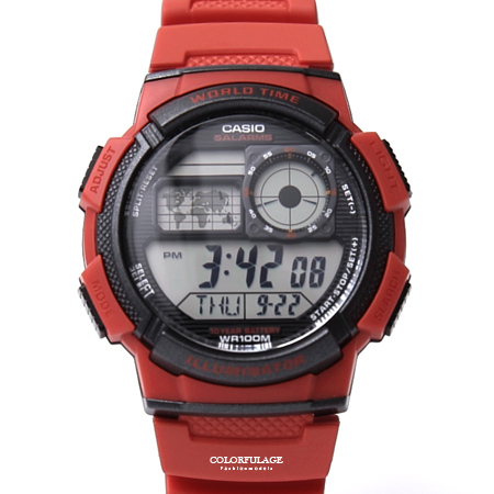 CASIO卡西歐 紅色電子手錶【NEC3】原廠公司貨