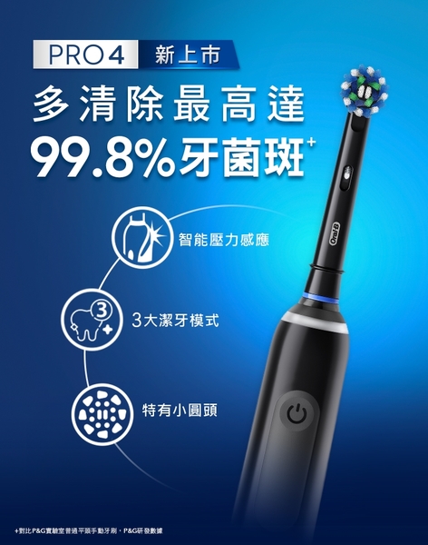 【德國百靈 Oral-B】德製3D電動牙刷 PRO4 黑【贈4入刷頭組】 product thumbnail 3