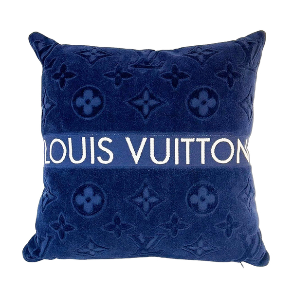 LOUIS VUITTON LV 路易威登 藍色 原花 棉布 LVacation Beach Pillow 抱枕 枕頭 靠枕 M78816 【二手名牌BRAND OFF】