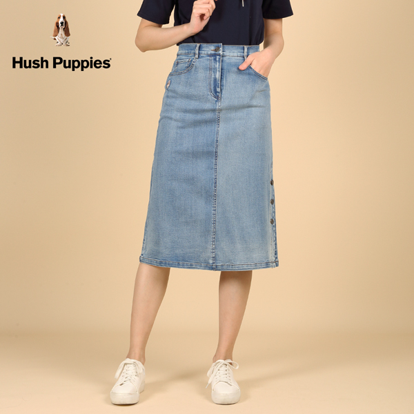 Hush Puppies 長裙 女裝側開岔3扣飾牛仔中長裙 product thumbnail 3