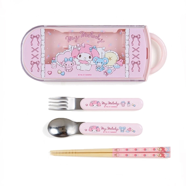 【震撼精品百貨】My Melody 美樂蒂~日本三麗鷗SANRIO美樂蒂三合一餐具組-粉*87895