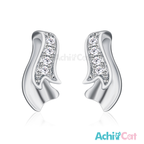 AchiCat 925純銀耳環 純銀飾 優雅緞帶 純銀耳針 GS6017