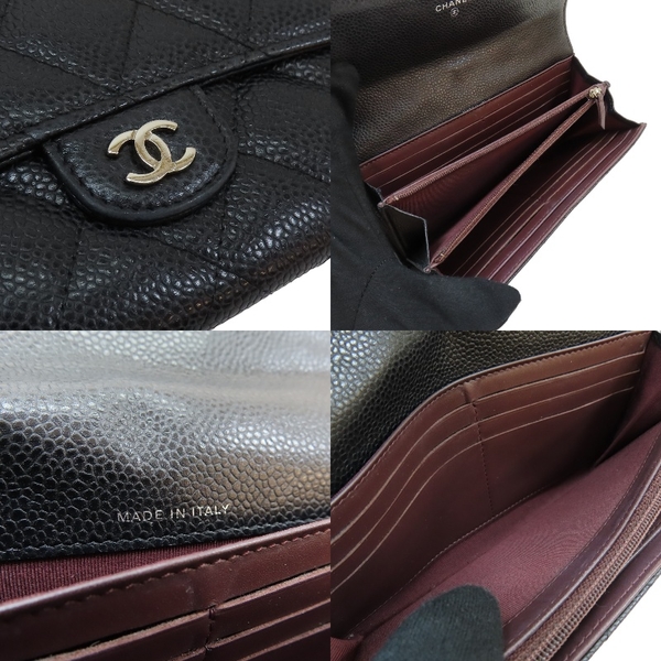 【二手名牌BRAND OFF】CHANEL 香奈兒 黑色 牛皮 菱格紋 扣式長夾 銀扣 (無卡) product thumbnail 7