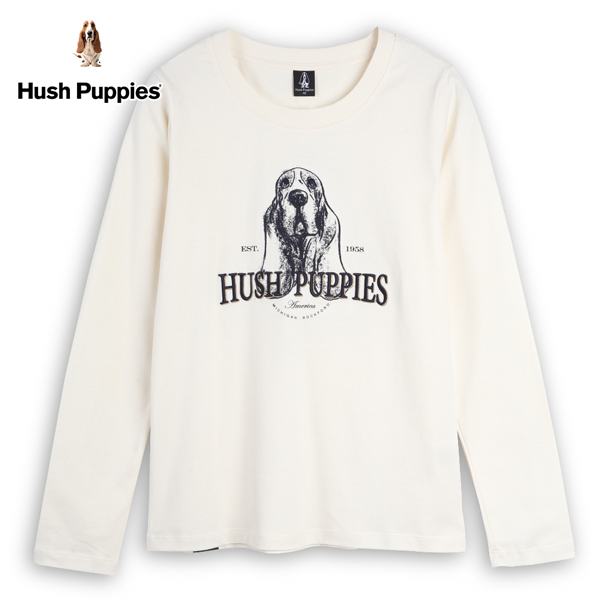 Hush Puppies T恤 女裝素描狗印繡花長袖棉質T恤 product thumbnail 2