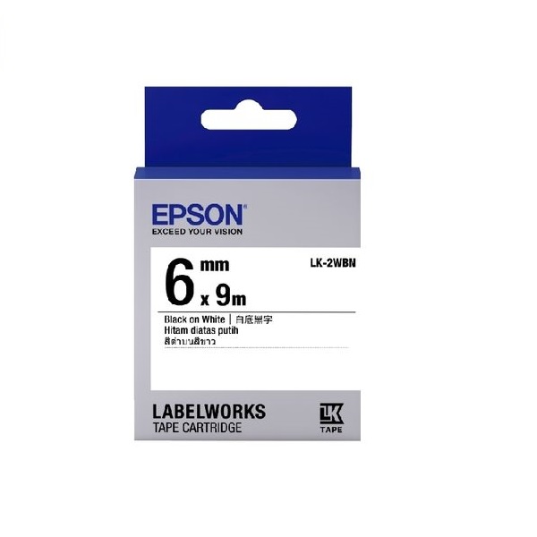 EPSON LK-2WBW 原廠標籤帶 6mm 高黏性系列 白底黑字 product thumbnail 2