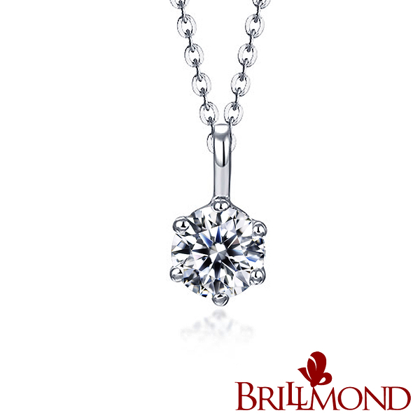 【BRILLMOND JEWELRY】GIA 30分 F/I1 PT950鉑金 典雅六爪鑽墜(F/I1 PT950鉑金台+18K白金鍊)