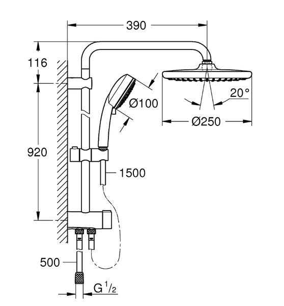 【麗室衛浴】德國GROHE 26675000 恆溫淋浴花灑組 TEMPESTA COSMOPOLITAN SYSTEM 250