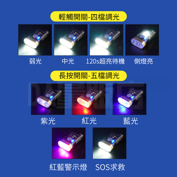 迷你手電筒 隨身手電筒 Type-C快充 四色光源 九段調節 手電筒 露營 登山 product thumbnail 8