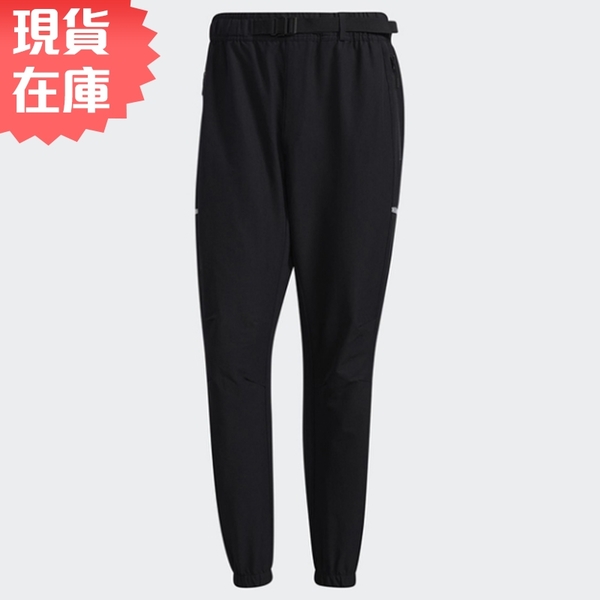 Adidas 男裝 長褲 休閒 腰帶 拉鍊口袋 黑【運動世界】GP0958