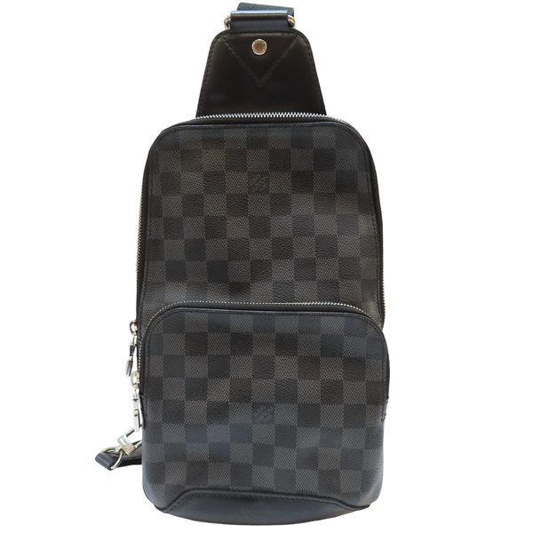 【二手名牌BRAND OFF】LOUIS VUITTON LV 路易威登 黑灰色 棋盤格 PVC塗層帆布 Avenue Sling 胸口包 N41719