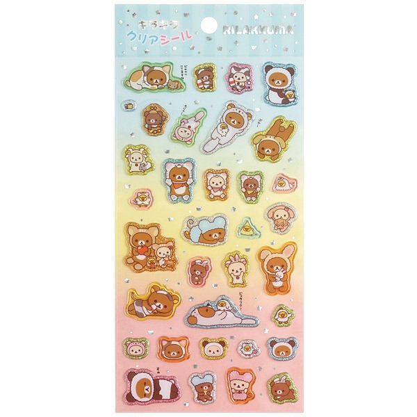 【震撼精品百貨】Rilakkuma San-X 拉拉熊懶懶熊~拉拉熊 鬆弛熊透明閃亮貼紙(動物扮裝款)*80601