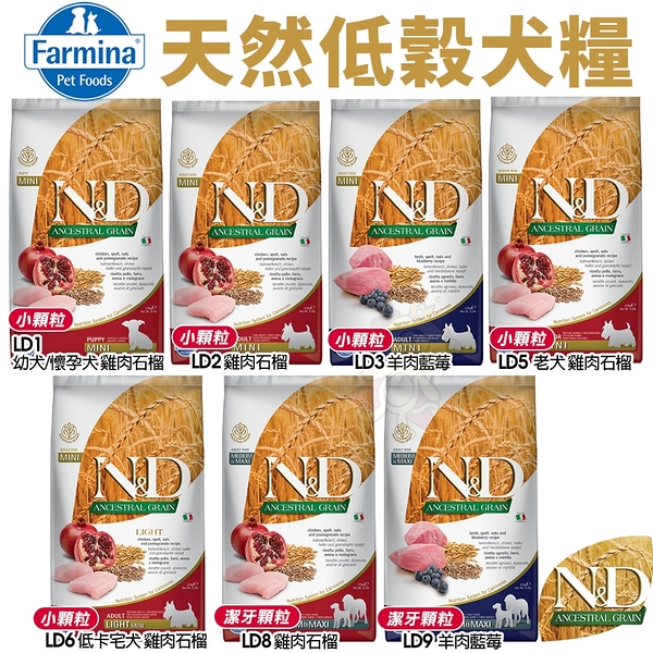 【免運】Farmina法米納 ND天然低穀犬糧7kg雞肉石榴/羊肉藍莓/鯡魚甜橙 (小顆粒)