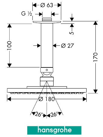 【麗室衛浴】德國頂級 HANSGROHE Raindance 18cm圓盤頭頂蓮蓬+直臂 27478 product thumbnail 2