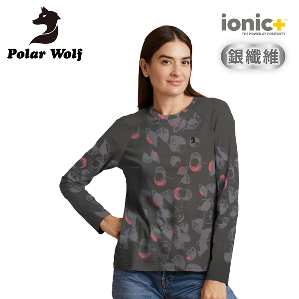 【Polar Wolf 女 銀纖維抗菌長袖上衣《LULU印花》】PW17002/ Ionic+/透氣快乾/抑臭/抗UV