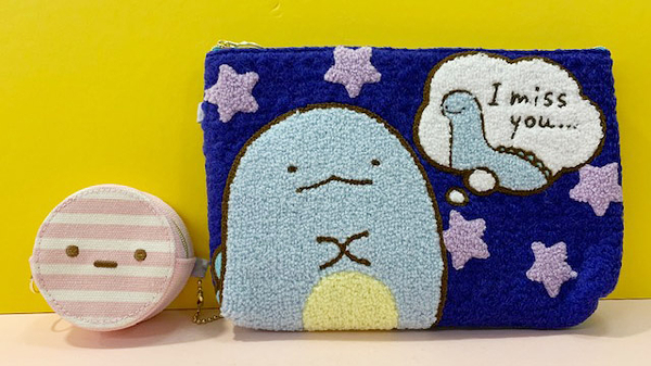 【震撼精品百貨】角落生物 Sumikko Gurashi~SAN-X 隨身刺繡收納包/拉鍊收納包-恐龍藍#72684