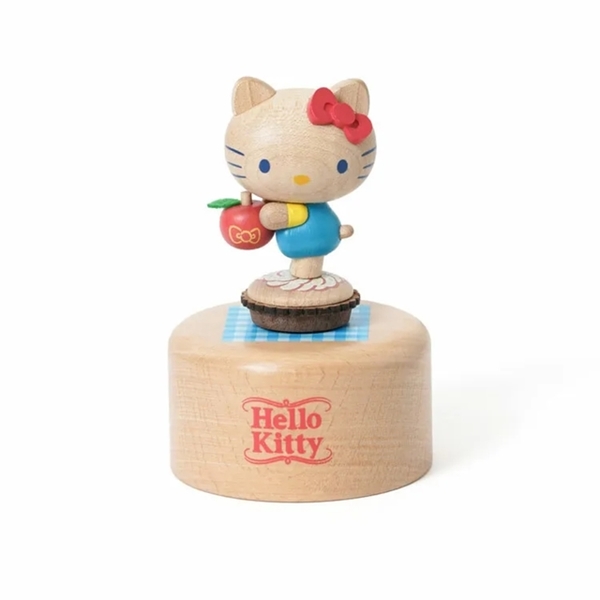 小禮堂 Hello Kitty 造型木質旋轉音樂鈴 (拿蘋果款) 4711717-350284