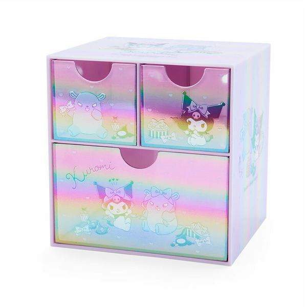 asdfkitty*庫洛米鐳射彩虹桌上型抽屜式收納盒/置物盒-日本正版商品