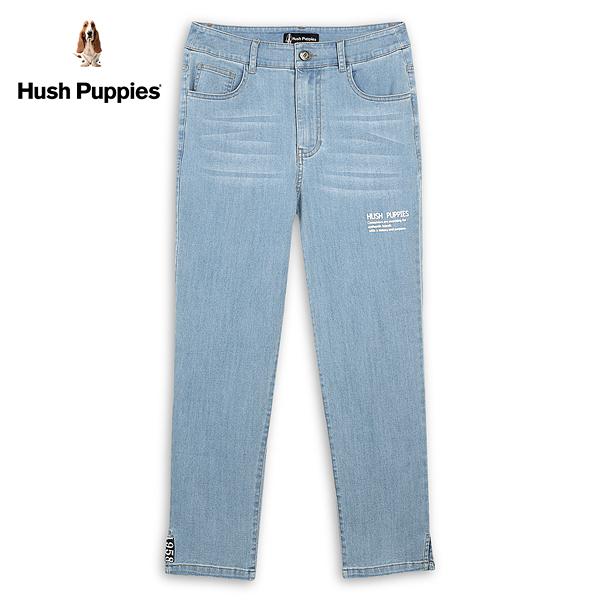 Hush Puppies 長褲 女裝品牌英文印花斜開岔牛仔褲