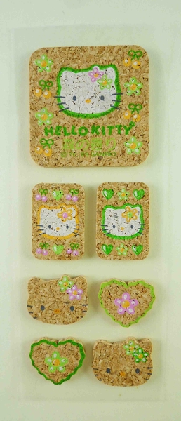 【震撼精品百貨】Hello Kitty 凱蒂貓~KITTY立體貼紙-軟木綠