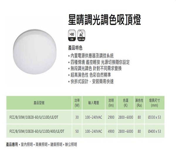 【燈王的店】億光50W 星晴 LED 調光調色吸頂燈 PE852 product thumbnail 3