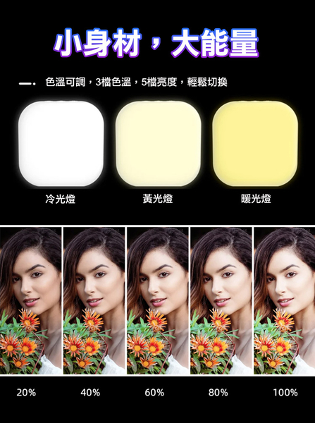 手機相機 帶磁吸補光燈附手機夾 美顏燈 直播補光燈 手機補光燈 product thumbnail 4