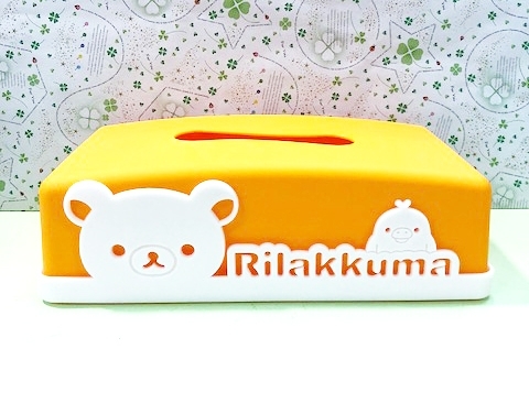 【震撼精品百貨】Rilakkuma San-X 拉拉熊懶懶熊~拉拉熊塑膠面紙盒-鵝黃色#18904