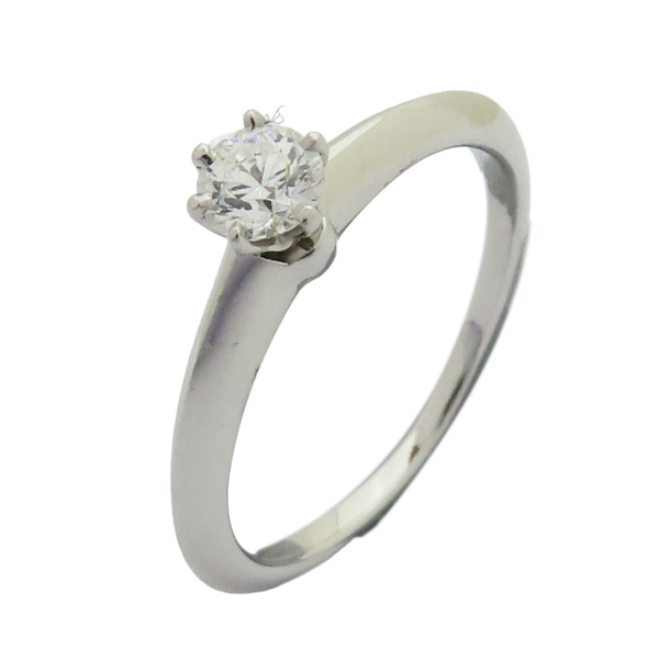 【二手名牌BRAND OFF】Tiffany & Co 蒂芬妮 Tiffany Setting 0.22CT 鑽石 PT950 鉑金戒指