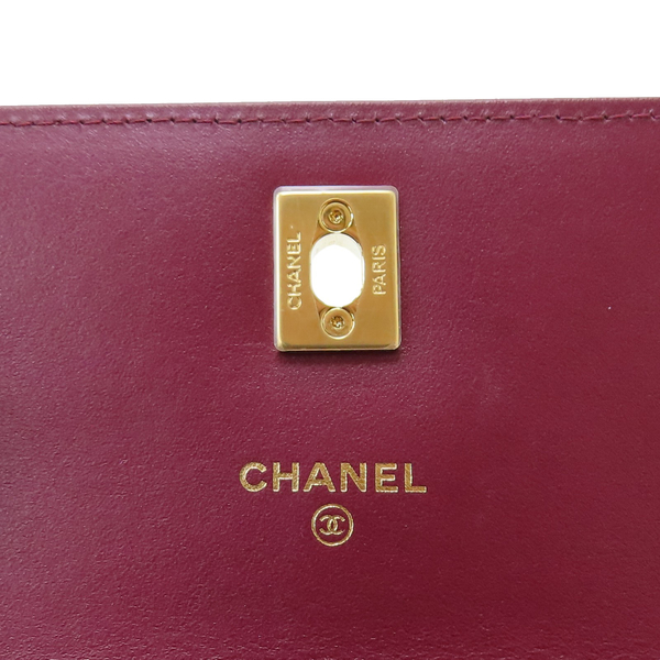 【二手名牌BRAND OFF】CHANEL 香奈兒 酒紅色 牛皮 菱格紋 Mini WOC 單肩鏈包 金扣 (無卡) product thumbnail 6