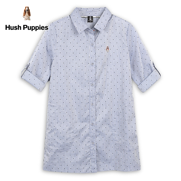 Hush Puppies 襯衫 女裝細條紋點點七分袖長版襯衫 product thumbnail 3