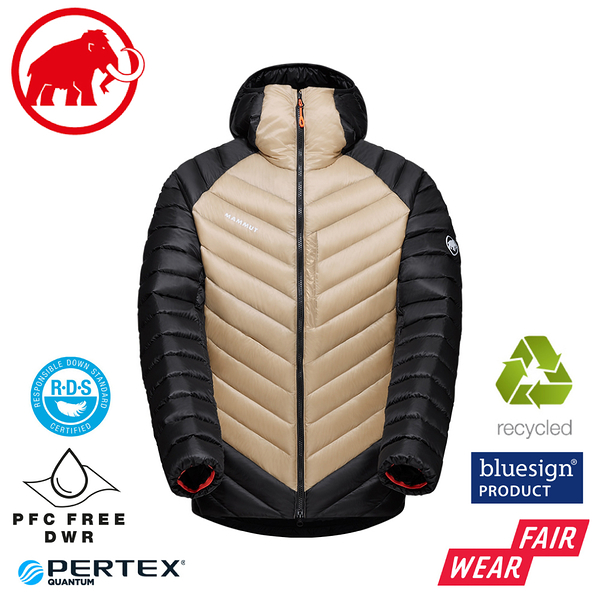 【Mammut 長毛象 男 Broad Peak IN 防潑水羽絨連帽外套《薩凡納褐/黑》 】1013-02960/羽絨外套